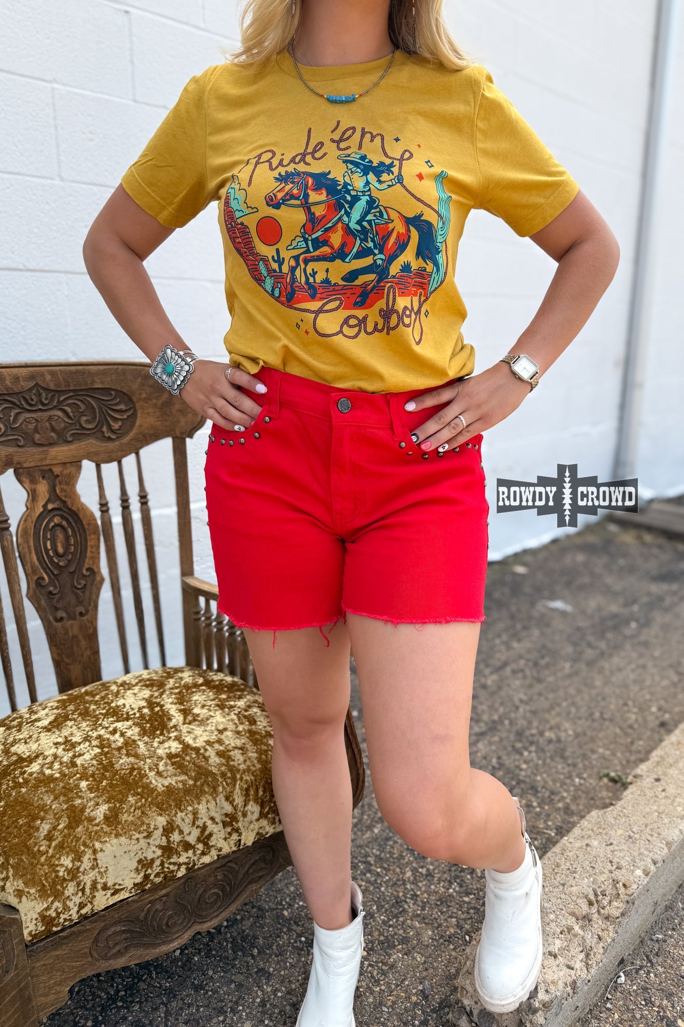 RED- Shenandoah Stud Shorts