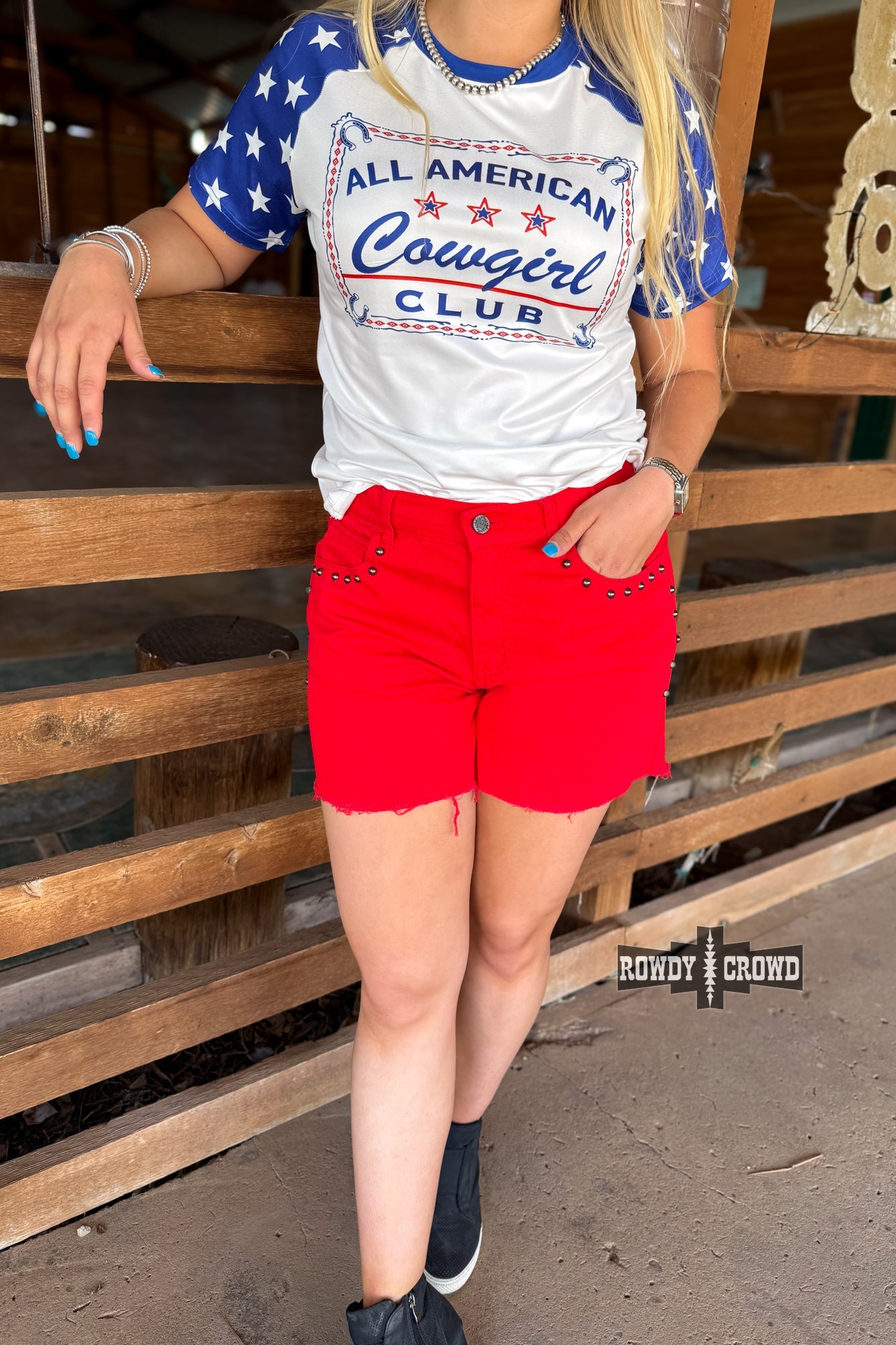 RED- Shenandoah Stud Shorts